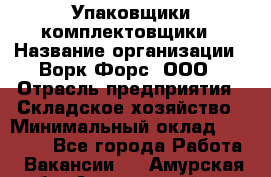 Упаковщики-комплектовщики › Название организации ­ Ворк Форс, ООО › Отрасль предприятия ­ Складское хозяйство › Минимальный оклад ­ 30 000 - Все города Работа » Вакансии   . Амурская обл.,Архаринский р-н